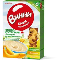 картинка Каша сух.молоч. б/р рисово-кукурузная с бананом с преб "ВИННИ"  200гр 1/12 от магазина