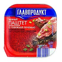 картинка Паштет Главпродукт ж/б 95гр/32 нежный из говяжьей печени  от магазина