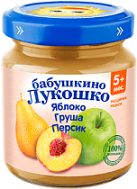картинка Пюре из яблок, груш и персиков 100гр 1/6 "Бабушкино Лукошко" от магазина