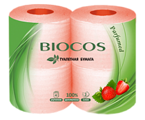 картинка Туалетная бумага BioCos 4рул 1/12 с ароматом Клубники от магазина
