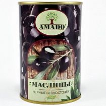 картинка Черные маслины без косточек  ж/б AMADO 300гр 1/12 от магазина