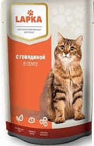 картинка Лапка корм консерв. для кошек с говядиной в соусе 85гр 1/28 саше от магазина