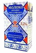 картинка Молоко Тяжин 3,2% 1л 1/12 от магазина