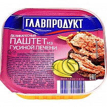 картинка Паштет Главпродукт ж/б 95гр/32 нежный из гусиной печени от магазина