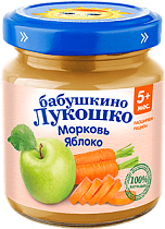 картинка Пюре из моркови и яблок 100гр 1/6  с 5мес стекл"Бабушкино Лукошко" от магазина